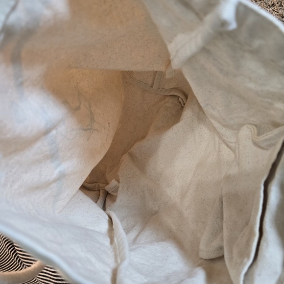 Rothy's Tote Bag Purse Canvas Beige White Rope Shopper Store - Picture 5 of 5